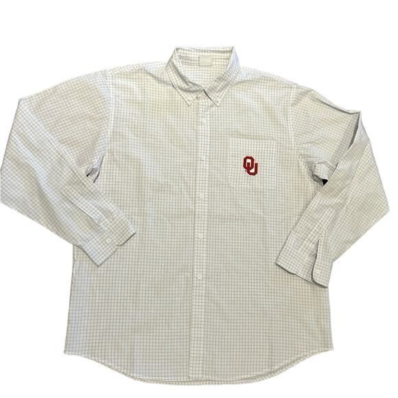 OU University of Oklahoma Men’s Large White & Gray Long Sleeve Button Down Shirt - Picture 1 of 8